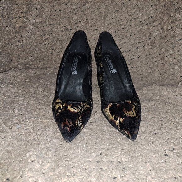 L’INTERVALLE-Made in Spain-Black Velvet Floral-Pumps-Sz 38-NWOB - Picture 3 of 8
